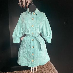 Green Denim shirt dress